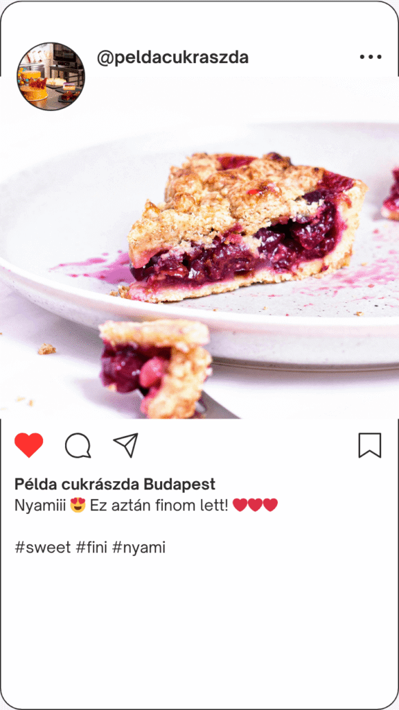 Rövid Instagram poszt málnás pitével – rossz példa arra, hogyan nem érdemes kulcsszavak nélkül posztolni, ha cél a Google keresőben való megjelenés.