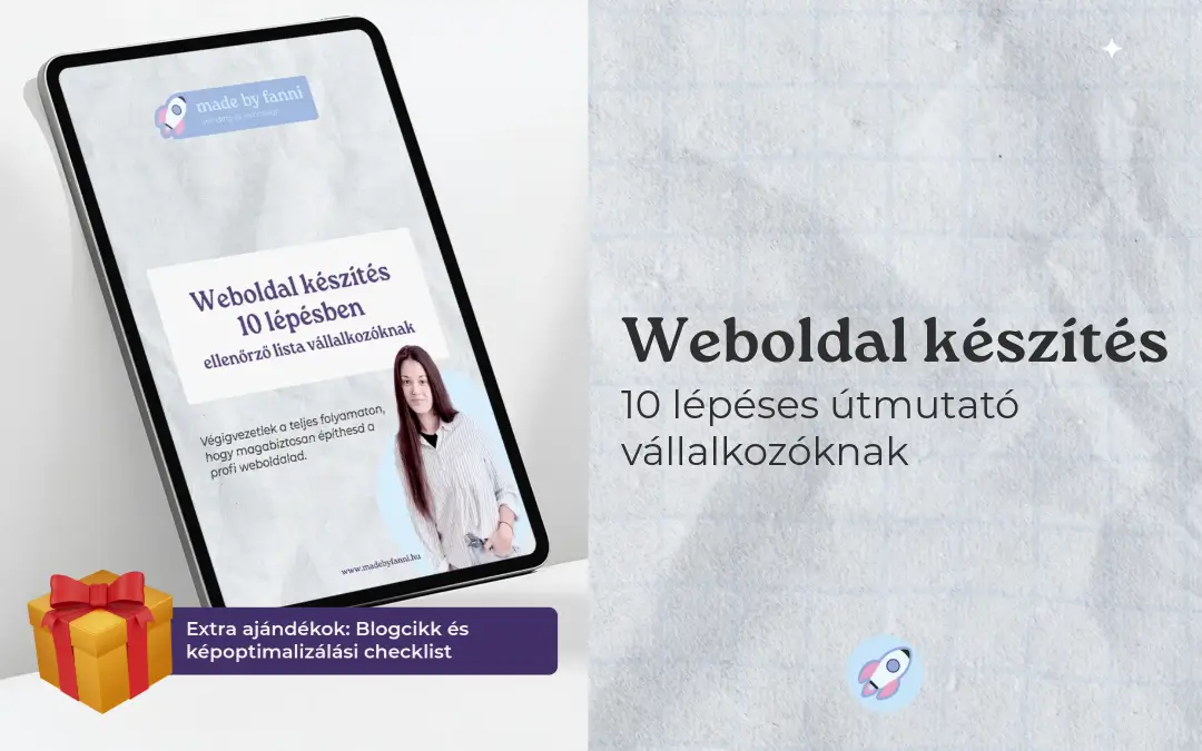 Ingyenes weboldal készítési ellenőrző lista vállalkozóknak – madebyfanni 10 lépéses checklist PDF mockup